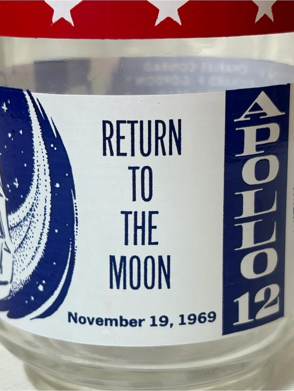 Libbey Glass Vintage Apollo 12 Commemorative Tumbler- Red, White & Blue .